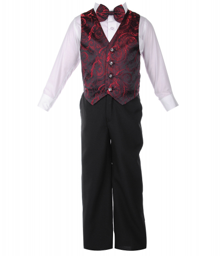Комплект для мальчика рубашка+брюки + жилетка+ бабочка черный с бордовым арт.К/БS 200-3