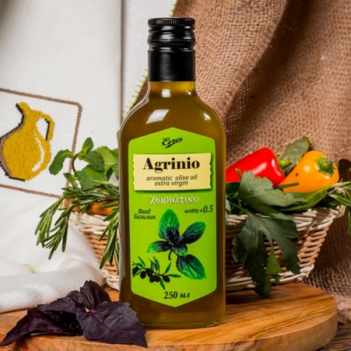 Оливковое масло домашнее Agrinioс базиликом, стекл.бут 250мл