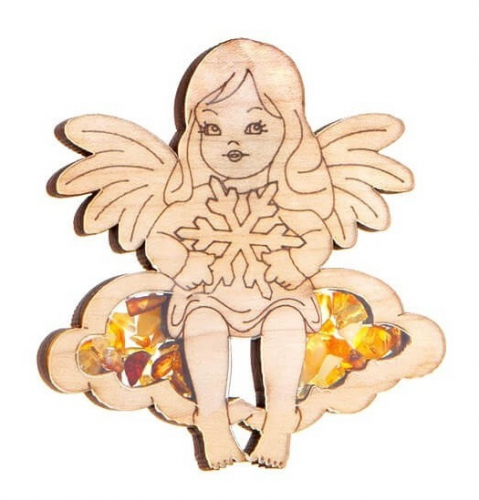 Ангел девочка (магнит с янтарем)
