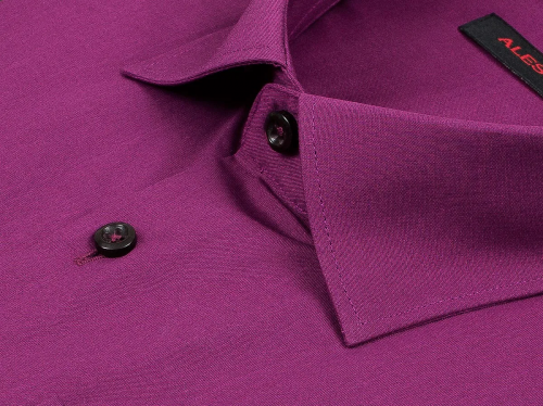 Сливовая приталенная мужская рубашка Alessandro Milano Limited Edition 2075-48 с длинными рукавами