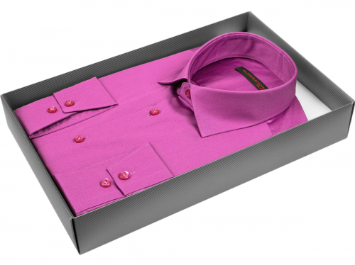 Красно-фиолетовая приталенная мужская рубашка Alessandro Milano Limited Edition 2075-45 с длинными рукавами