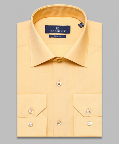 Мокасиновая приталенная мужская рубашка Poggino 3300-03 с длинными рукавами