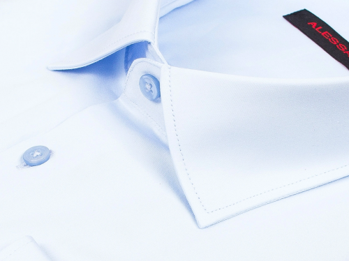 Голубая приталенная мужская рубашка Alessandro Milano Limited Edition 2075-55 с длинными рукавами