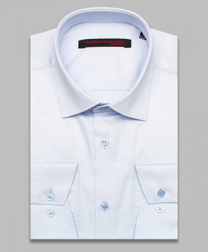 Голубая приталенная мужская рубашка Alessandro Milano Limited Edition 2075-08 с длинными рукавами