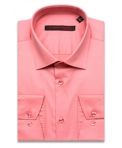 Коралловая приталенная мужская рубашка Alessandro Milano Limited Edition 2075-56 с длинными рукавами