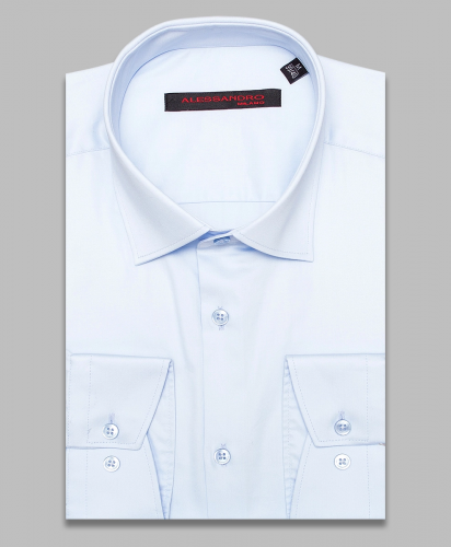 Голубая приталенная мужская рубашка Alessandro Milano Limited Edition 2075-55 с длинными рукавами