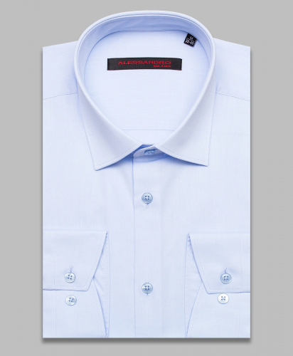 Голубая приталенная мужская рубашка Alessandro Milano Limited Edition 2075-02 с длинными рукавами