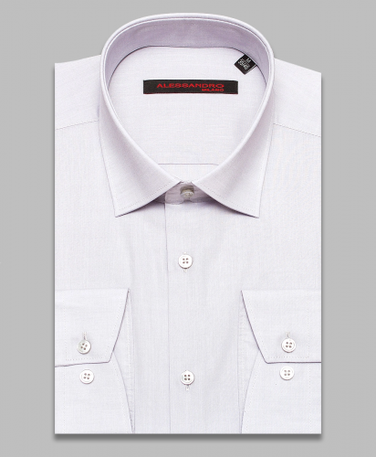 Светло-серая приталенная мужская рубашка Alessandro Milano Limited Edition 2075-47 с длинными рукавами
