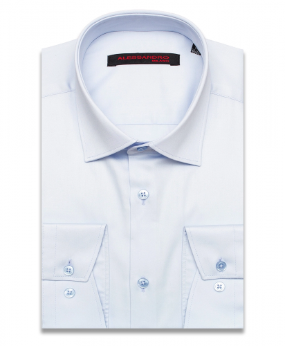 Голубая приталенная мужская рубашка Alessandro Milano Limited Edition 2075-08 с длинными рукавами