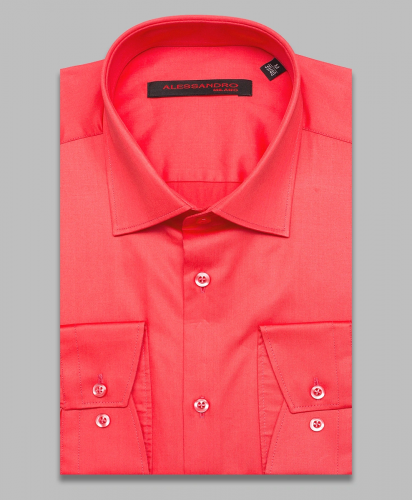 Алая приталенная мужская рубашка Alessandro Milano Limited Edition 2075-16 с длинными рукавами