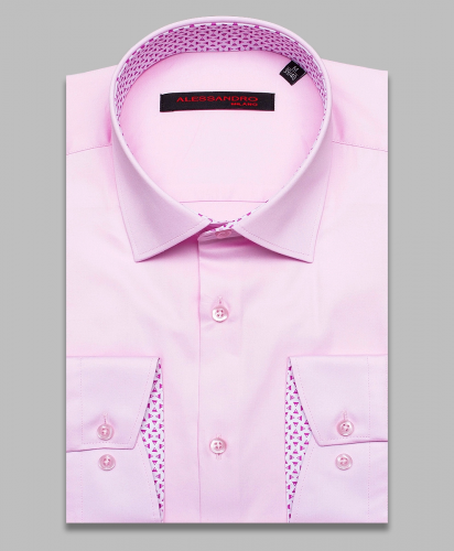 Розовая приталенная мужская рубашка Alessandro Milano Limited Edition 2075-33 с длинными рукавами