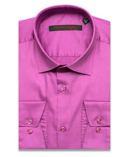 Красно-фиолетовая приталенная мужская рубашка Alessandro Milano Limited Edition 2075-45 с длинными рукавами