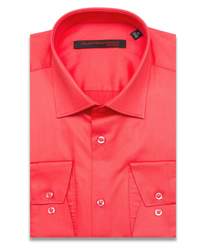 Алая приталенная мужская рубашка Alessandro Milano Limited Edition 2075-16 с длинными рукавами