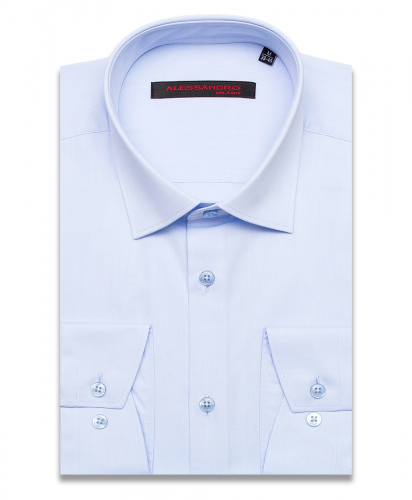 Голубая приталенная мужская рубашка Alessandro Milano Limited Edition 2075-02 с длинными рукавами