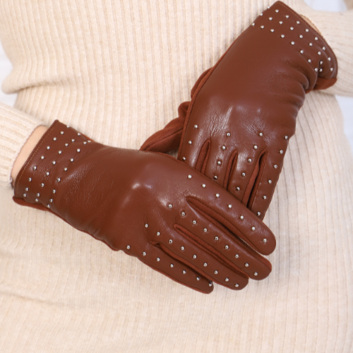 Перчатки женские р-р 6,5 сенсорные экокожа искусственный замш подкладка флис цвет коричневый