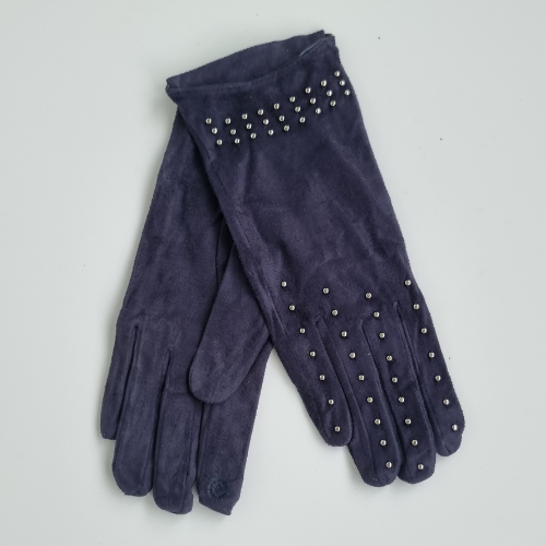 Перчатки женские р-р 7 сенсорные искусственный замш подкладка флис цвет темно-синий