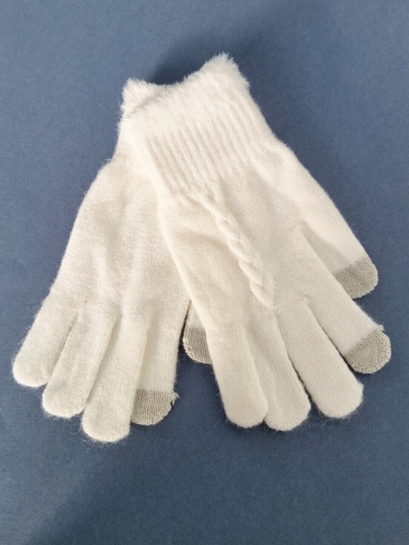 Перчатки женские тёплые сенсорные цвет белый