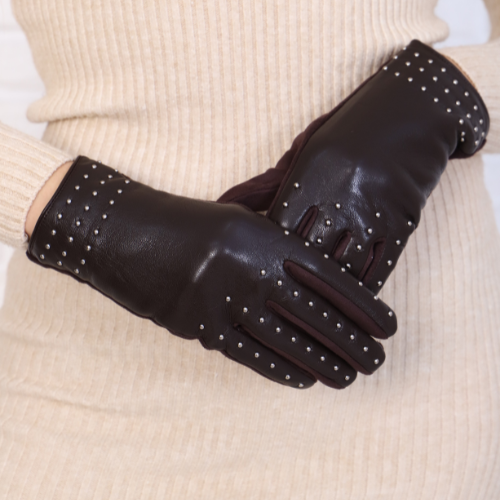 Перчатки женские р-р 7 сенсорные экокожа искусственный замш подкладка флис цвет темно-коричневый