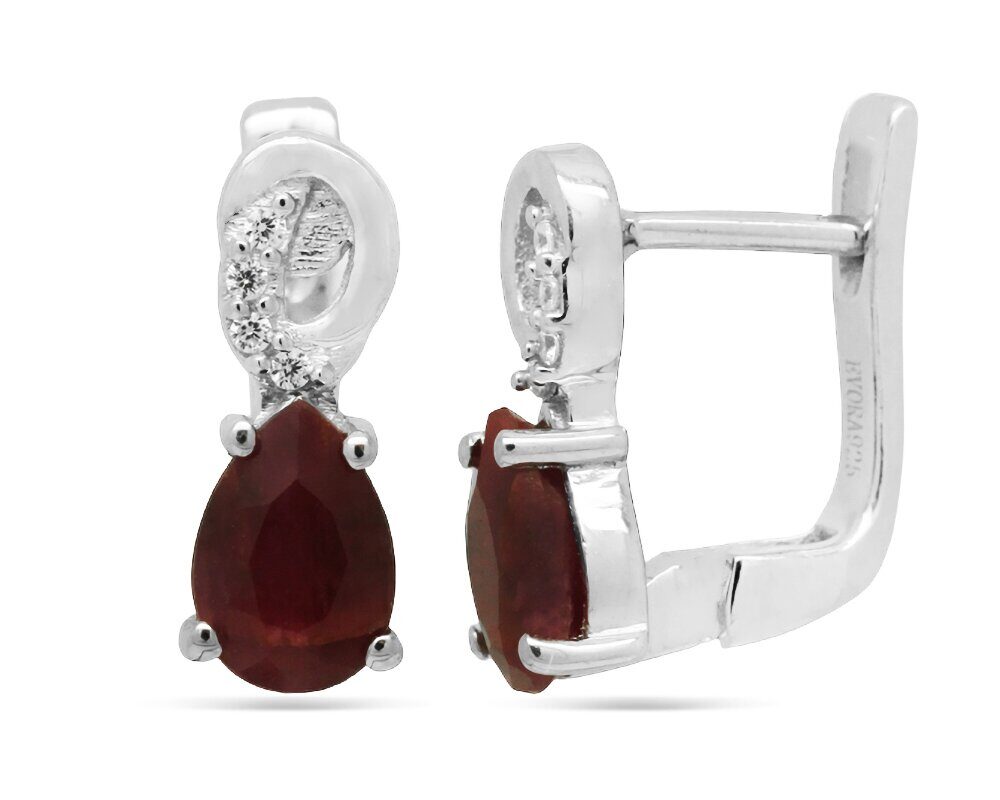 Серьги из серебра рубин корунд, Алена
