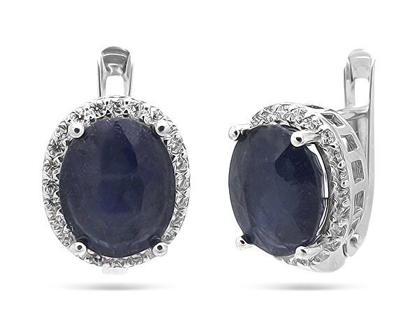 Серьги из серебра сапфир корунд, SL-RIC69