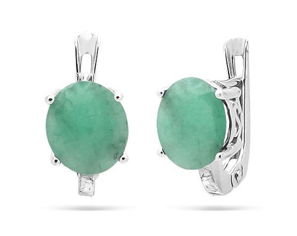 Серьги из серебра изумруд берилл, SL-RIC51-1
