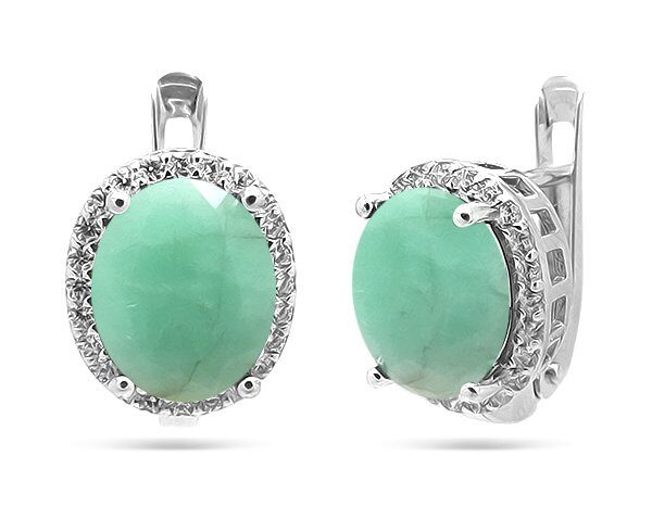 Серьги из серебра изумруд берилл, SL-RIC69