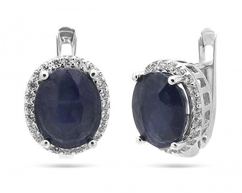 Серьги из серебра сапфир корунд, SL-RIC69