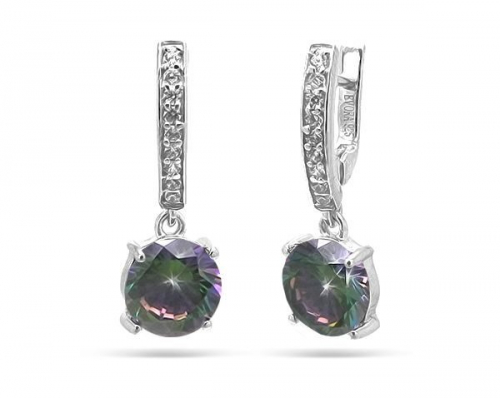 Серьги из серебра мистик кварц, Хоста
