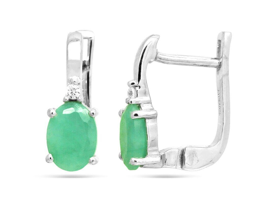 Серьги из серебра изумруд берилл, Мария