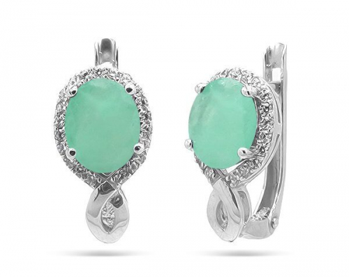 Серьги из серебра изумруд, SL-RIC32