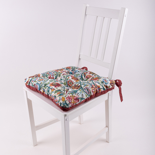 Сидушка на стул с завязками  Радушная хозяйка (Традиция)  40х40, рогожка,  Дивный сад