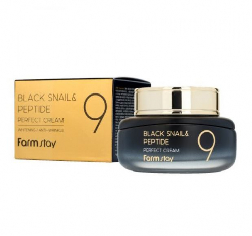 FARMSTAY - КРЕМ ДЛЯ ЛИЦА ОМОЛАЖИВАЮЩИЙ С МУЦИОМ ЧЕРНОЙ УЛИТКИ BLACK SNAIL & PEPTIDE9 PERFECT CREAM, 55 ML