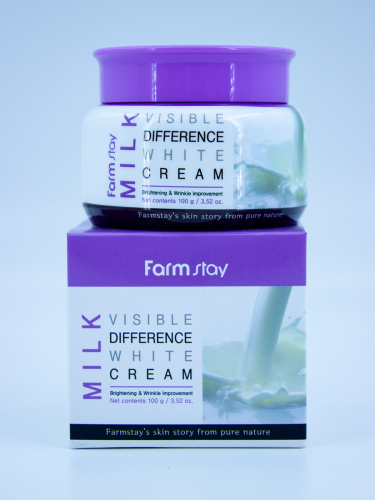 FARMSTAY - КРЕМ ДЛЯ ЛИЦА УВЛАЖНЯЮЩИЙ С МОЛОЧНЫМИ ПРОТЕИНАМИ MILK VISIBLE DIFFERENCE WHITE CREAM, 100 ML