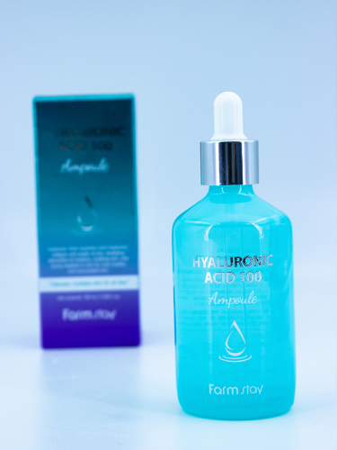 FARMSTAY - СЫВОРОТКА ДЛЯ ЛИЦА С ГИАЛУРОНОВОЙ КИСЛОТОЙ HYALURONIC ACID 100 AMPOULE, 100 ML