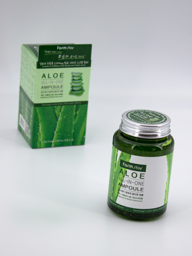 FARMSTAY - СЫВОРОТКА ДЛЯ ЛИЦА АМПУЛЬНАЯ МНОГОФУНКЦИОНАЛЬНАЯ ALL-IN-ONE ALOE AMPOULE С ЭКСТРАКТОМ АЛОЭ, 250 ML