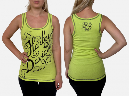 Лимонная женская майка Harley-Davidson – инста-модницы одобряют и поддерживают сочные цвета сезона №1114
