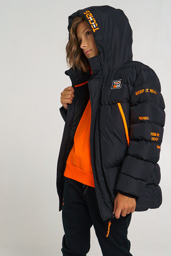 Куртка #701559Верх: 100% Полиэстер, покрытие: 100% Полиуретан; Подкладка: 100% ПолиэстерЧерный,Оранжевый
