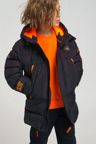 Куртка #701559Верх: 100% Полиэстер, покрытие: 100% Полиуретан; Подкладка: 100% ПолиэстерЧерный,Оранжевый