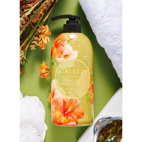 Jigott Парфюмированный гель для душа с экстрактом гибискуса / Hibiscus Perfume Body Wash, 750 мл