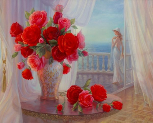 Красные розы (худ. Дандорф О.)
