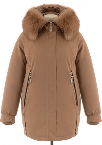 Удлиненная куртка c натуральным мехом OM-5100
