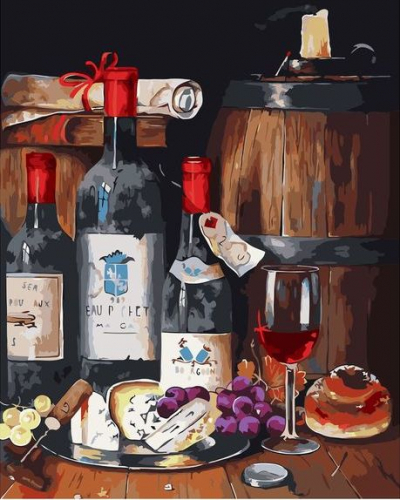 Картина по номерам 40х50 - Бутылки с вином
