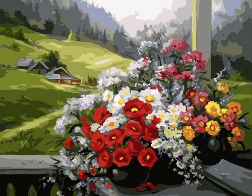 Картина по номерам 40х50 - Цветы на веранде