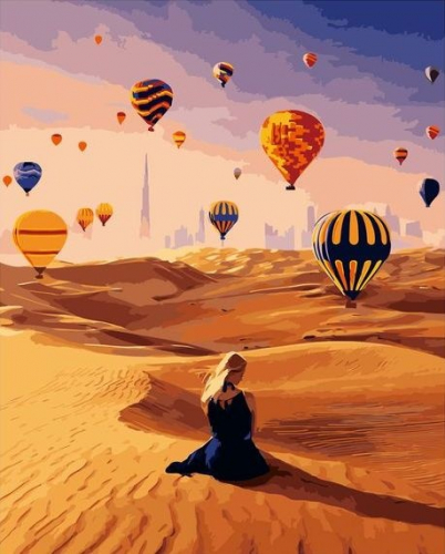 Картина по номерам 40х50 - Пустыня и воздушные шары