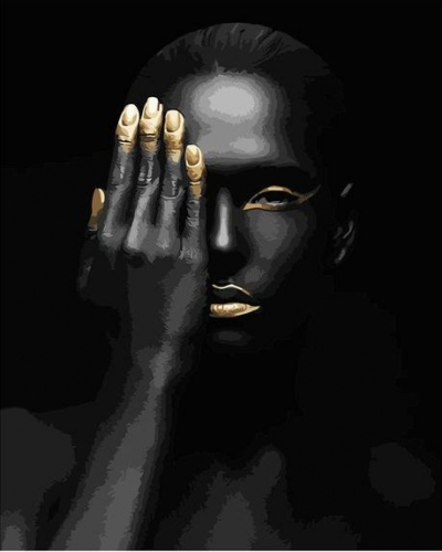 Картина по номерам 40х50 - Золотые пальцы и губы