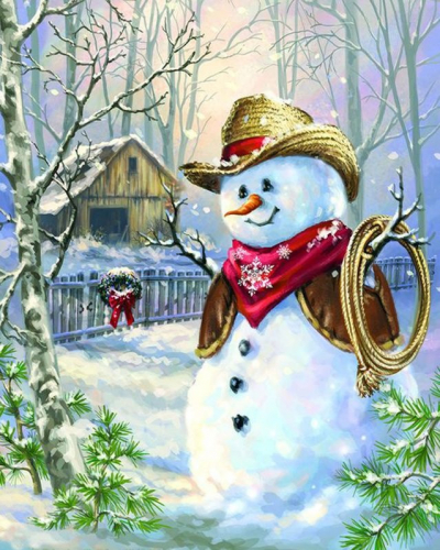 Картина по номерам 40х50 - Ковбой снеговик