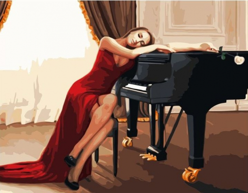 Картина по номерам 40х50 - Девушка и пианино