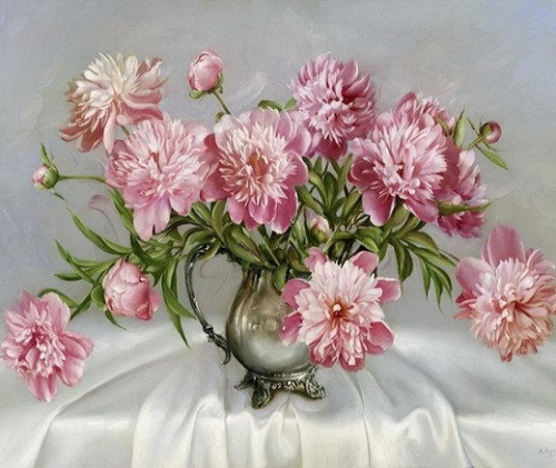 Картина по номерам 40х50 - Розовые пионы (худ. Бузин И.)