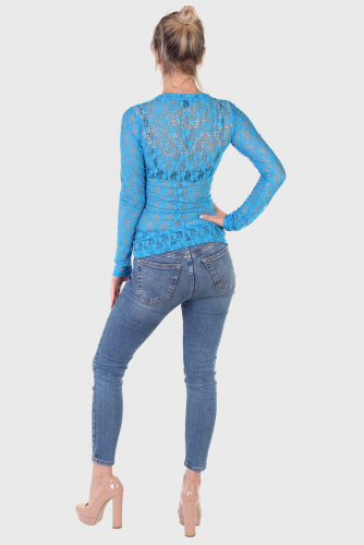 Женская гипюровая кофта Rock and Roll Cowgirl с длинным рукавом – стильная аппликация на плечах и спинке №3100