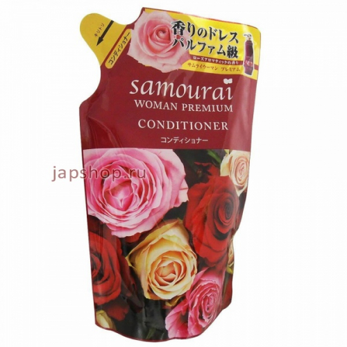 Samourai Woman Premium Кондиционер для волос восстанавливающий и увлажняющий, с ароматом роз, мягкая упаковка, 370 мл (4580284236778)